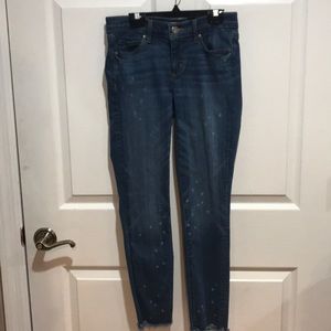 A blue pair of Loft jeans.